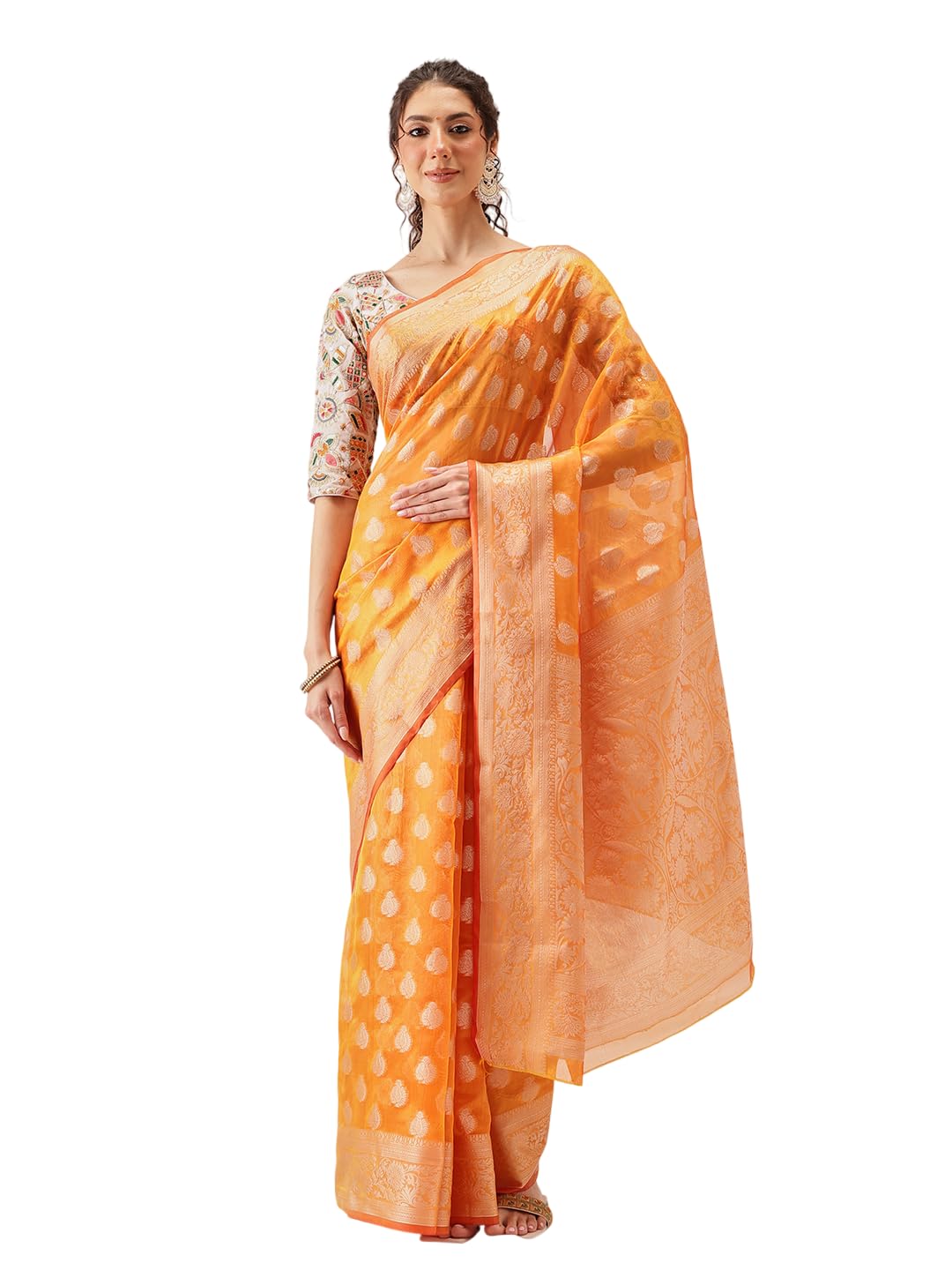 Amazon Brand - Anarva Banarsi Organza Silk Saree With Blouse Piece-image-28