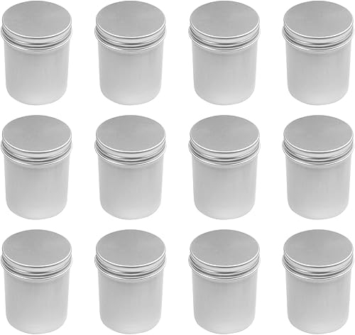 Vista 181 de Othmro Latas redondas de aluminio para tapas de metal, con tapa de rosca de 2.0 fl oz/2 onzas, 2.677 x 0.984 in (D* H) contenedores de aluminio
