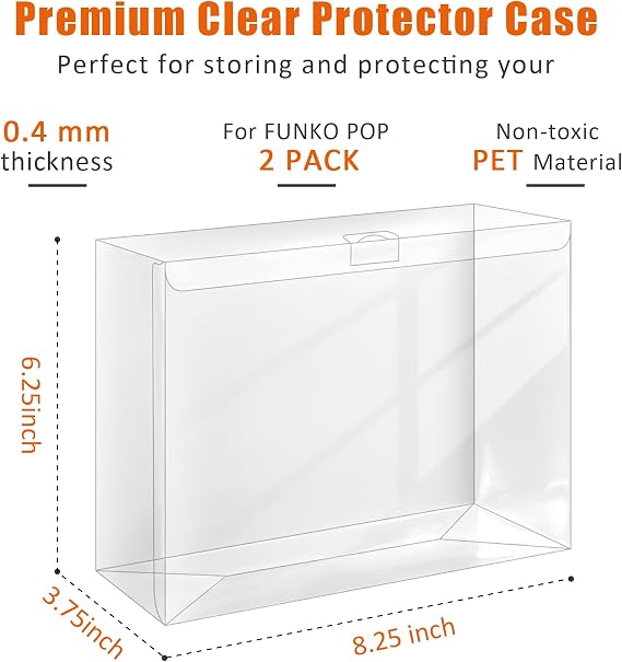 Clear Plastic Protector Case for 2-Pack-Funko-Pop Figures, Protector Case Compatible with Funko Pop 2-Pack Figures Boxes- 5 Pack