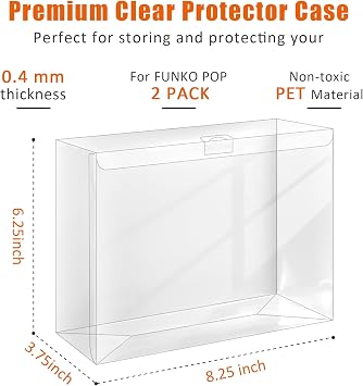 Clear Plastic Protector Case for 2-Pack-Funko-Pop Figures, Protector Case Compatible with Funko Pop 2-Pack Figures Boxes- 5 Pack