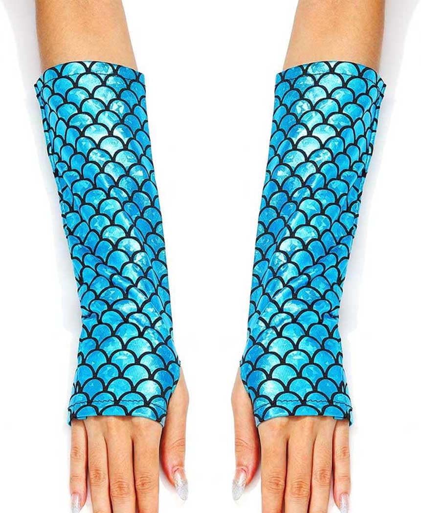 GORAIS Mermaid Fingerless Gloves Fish Scale Gloves Costume for Women