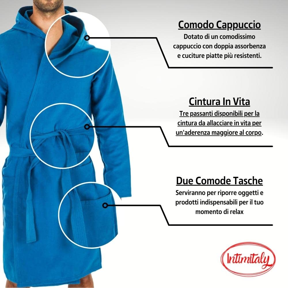 Albornoz de microfibra unisex con capucha ligero