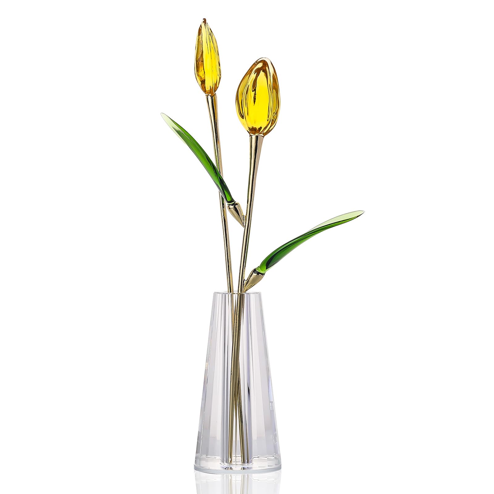 Figurine de tulipes en cristal cadeau idéal pour femme et maman avec vase élégant