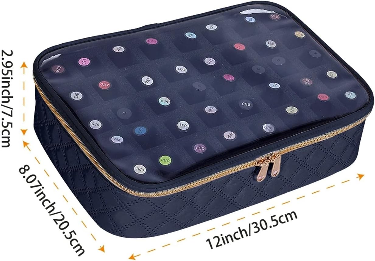 Transparent Nail Polish Storage Box,40 Bottles Travel Set, Durable Polyester Cotton Material, Suitable For Nail Lovers(Blue)