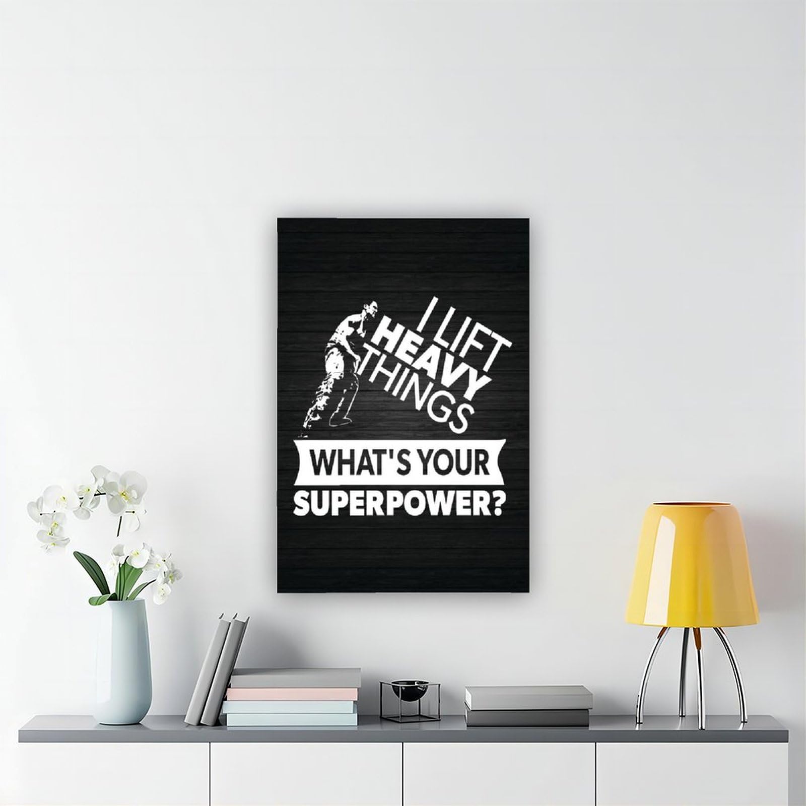 Lift Heavy Superpower - Póster motivacional para pared de gimnasio, sala de entrenamiento, palabras para decoración del hogar, lienzo positivo, 60 x 90 cm