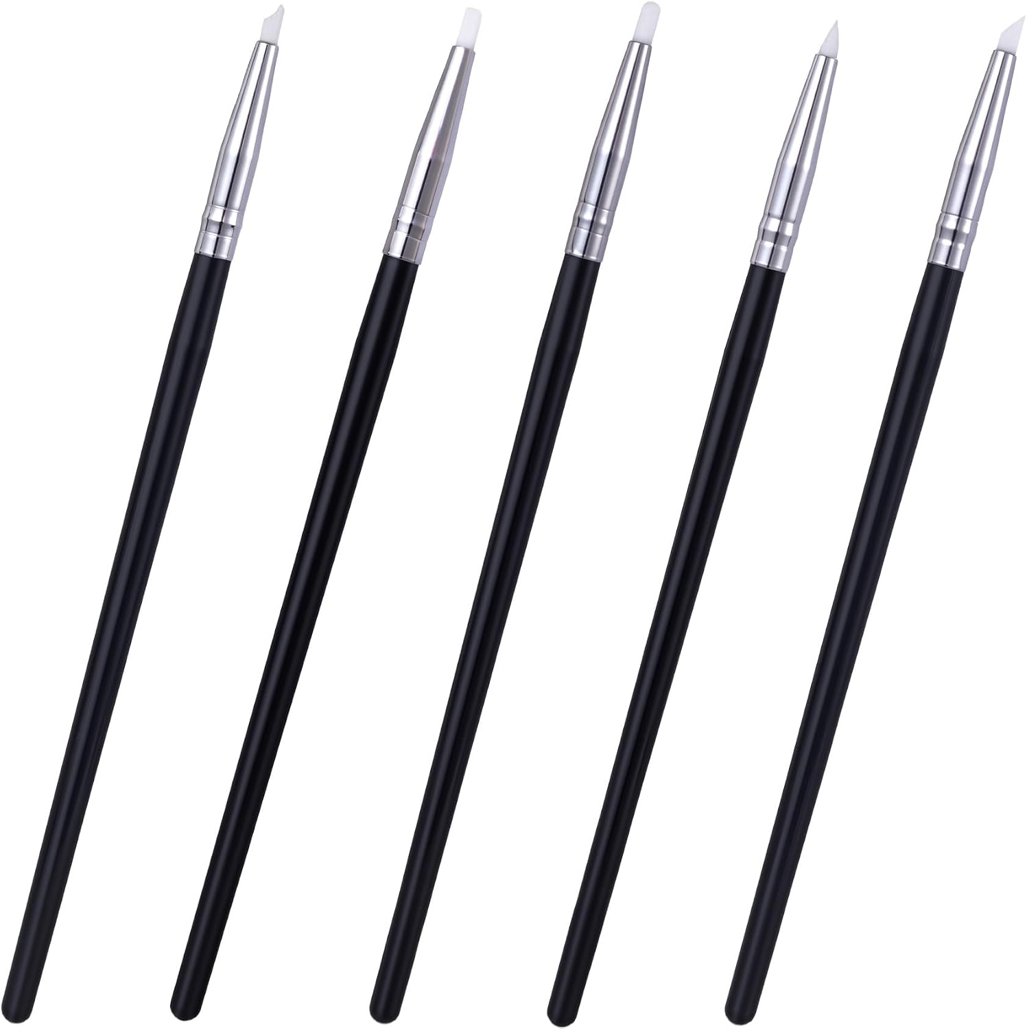 SmallCat 5 Pcs Silicone Paint Brushes, Flexible Clay Carving Tools, Professional Sculpting Tools for Handicraft Pottery Artwork Shaping Carving DIY- Black (5mm)