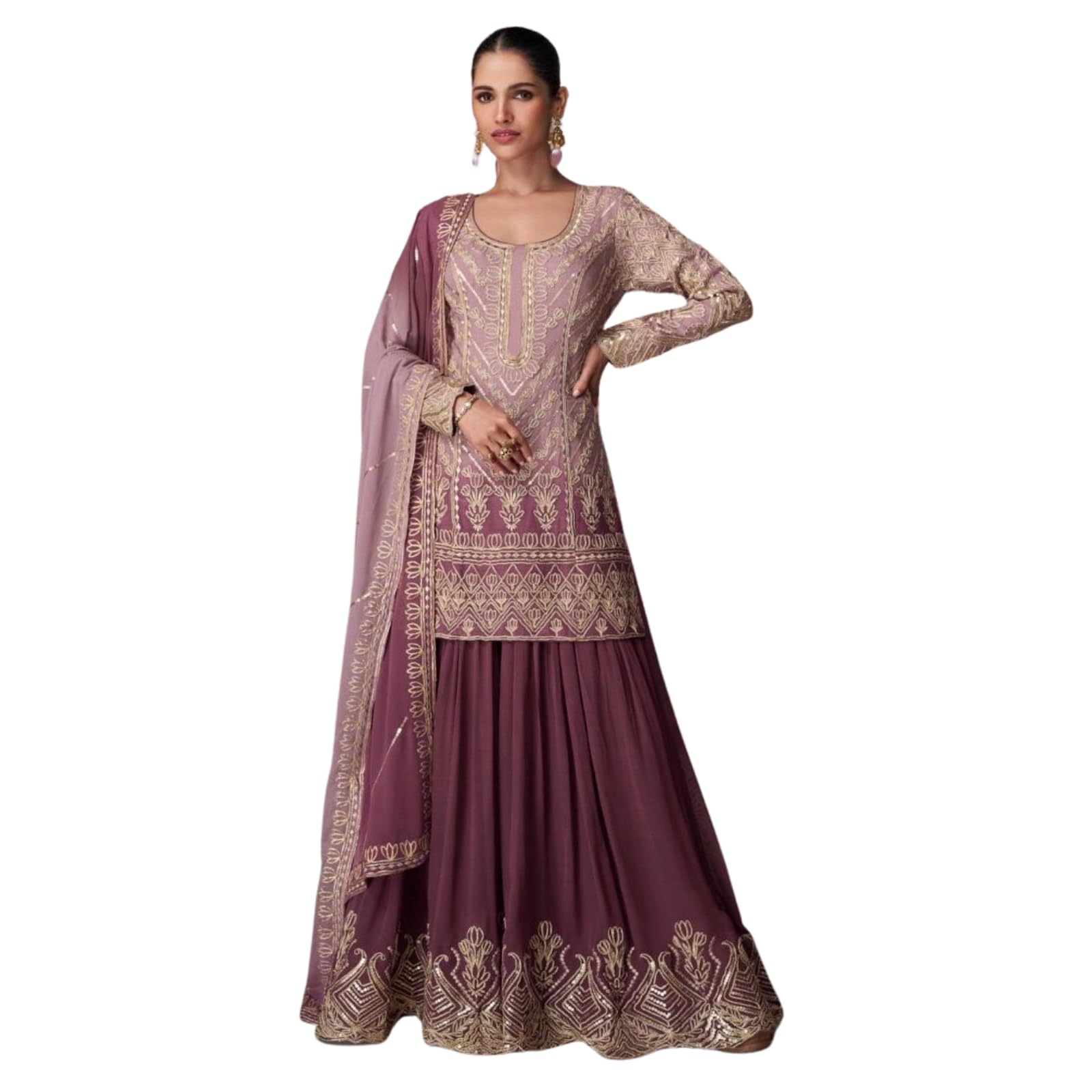 Kubera Women’s Palazzo Set – 2-Piece Ethnic Outfit with Kurti & Wide-Leg Palazzo Pants | Casual, Office Wear Indian Dress | Wine| Free Size-image-44
