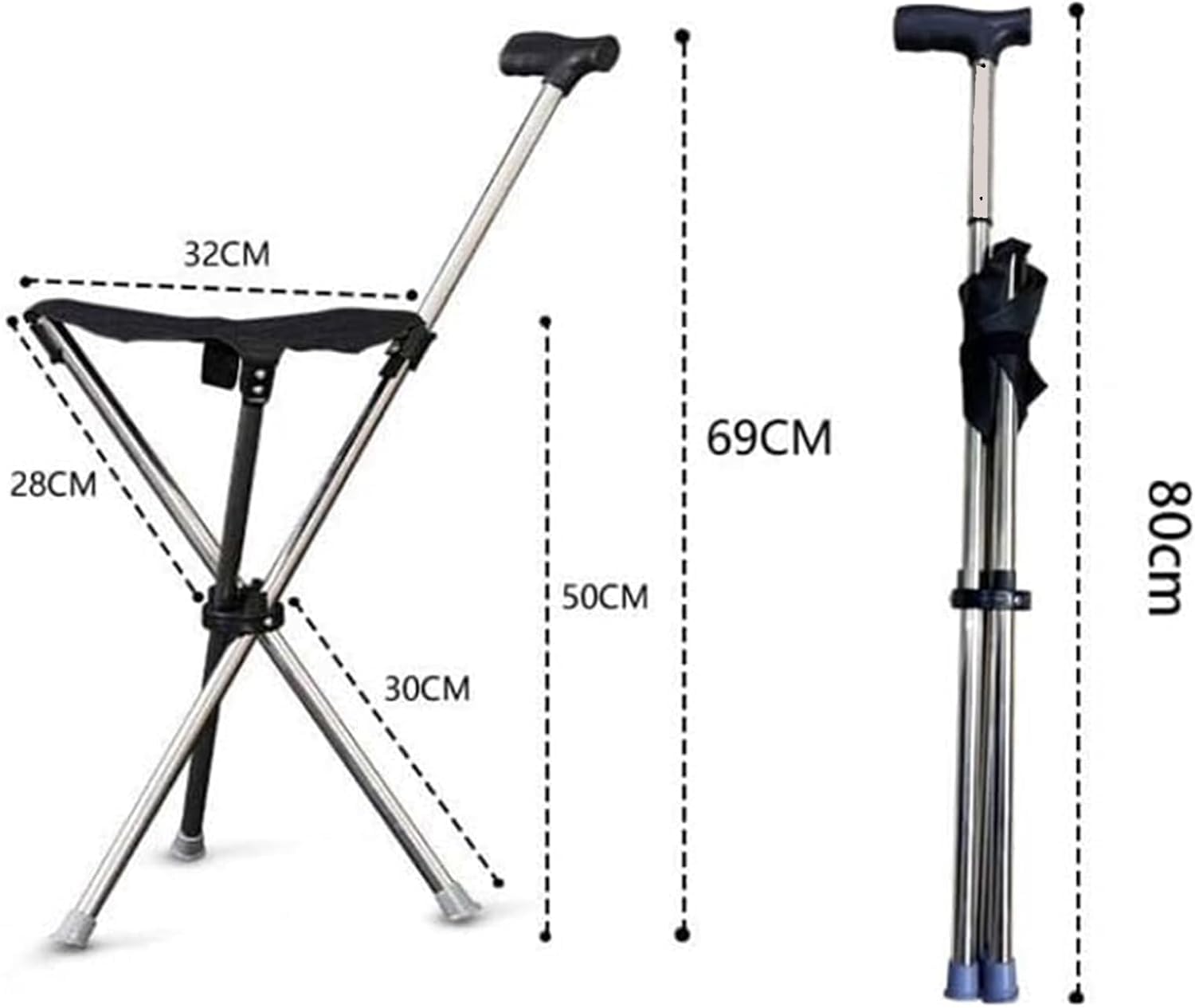 Amazon.co.jp: ステッキチェア 椅子つき杖 折り畳み椅子 耐荷重115kg