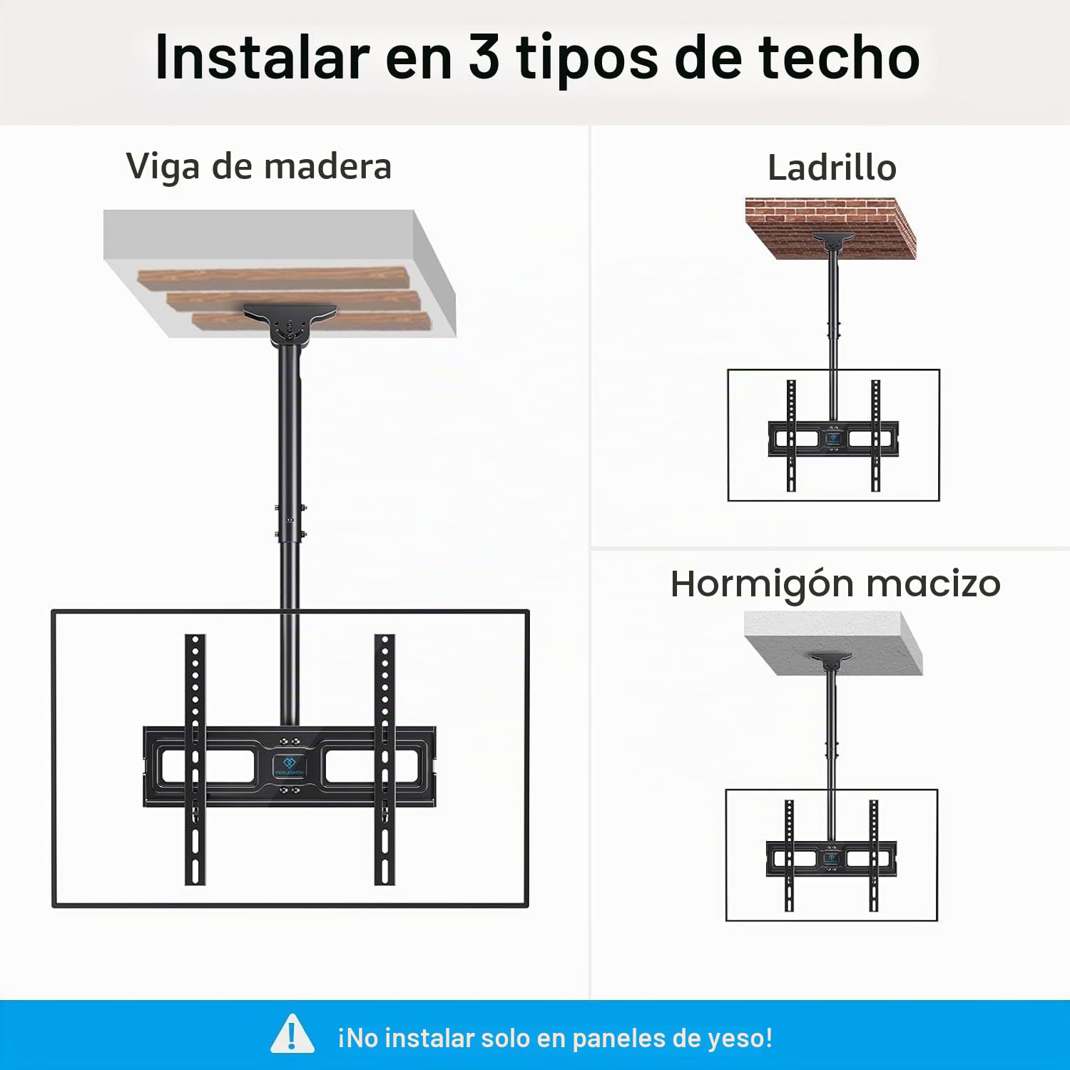PERLESMITH Soporte para TV - Soporte Giratorio Ajustable para Pantalla de 26 a 65 Pulgadas - Soporte de Techo para TV de Movimiento Completo, Soporta hasta 50 kg con VESA 400 x 400