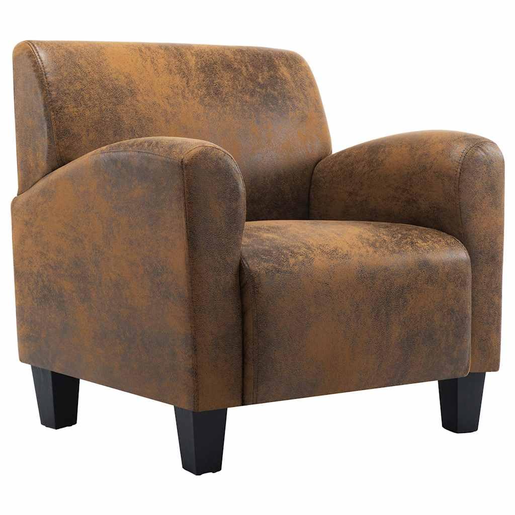 Fotel na sofę z imitacji zamszu, brązowy, 70 x 69 x 72 cm z wyściełaną poduszką do siedzenia, ergonomiczny fotel relaksacyjny z wytrzymałą ramą, komfortowa pozycja siedząca