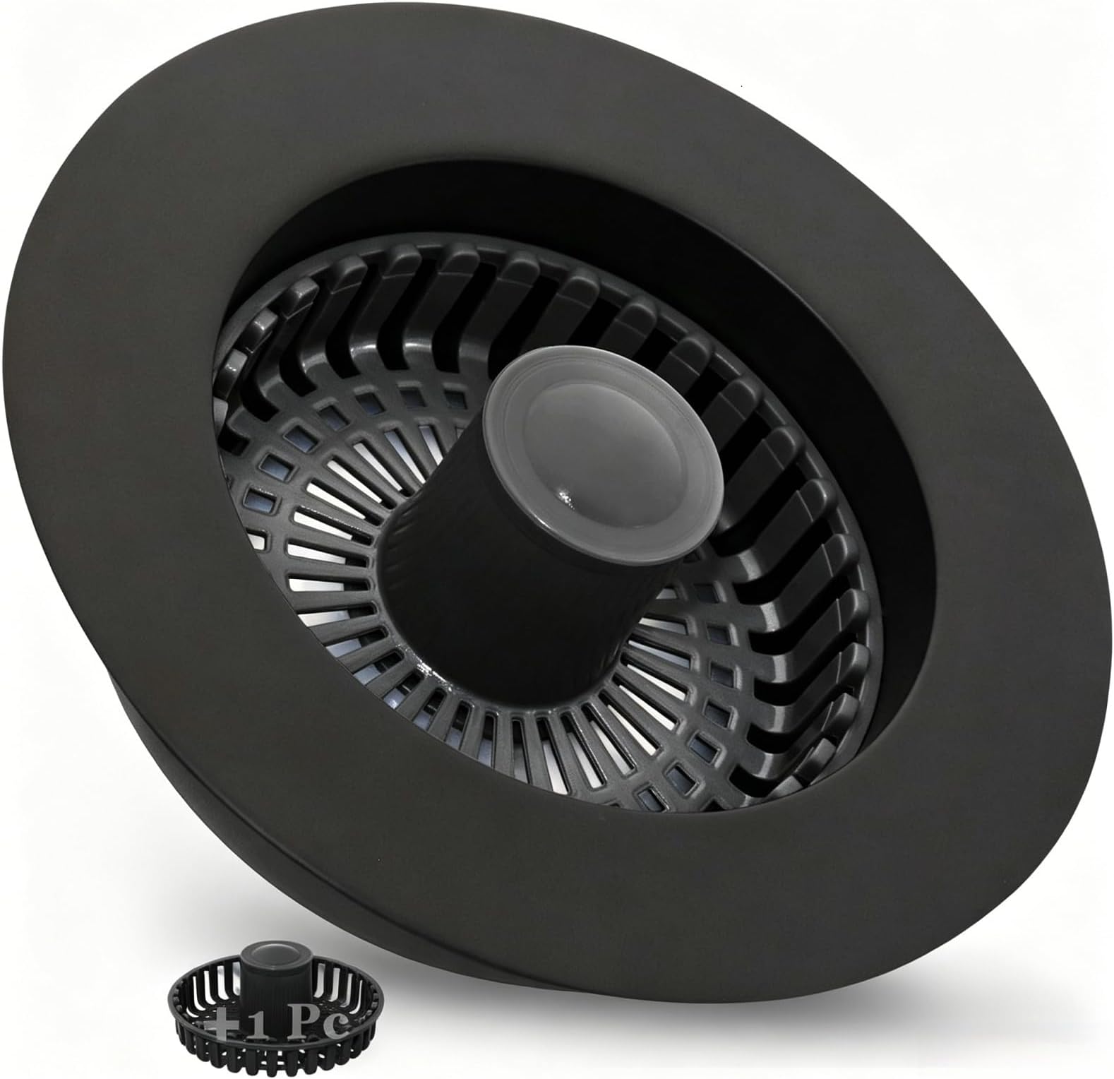 BAOLSLS 3 in 1 Kitchen Sink Stopper, Pop Up Kitchen Sink Drain Strainer, with an Extra Basket Strainer, Kitchen Sink Drain Stopper for US Standard 3-1/2 Inch, Brass Material Electroplate Black
