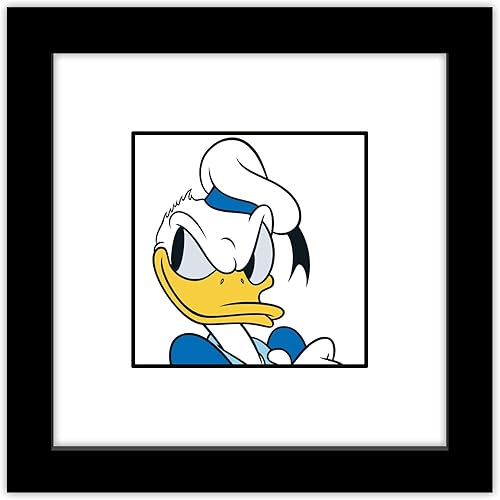 Trends International Gallery Pops Disney Mickey and Friends - Arte de pared sonriente de Donald Duck Expressions, versión enmarcada negra, 12 x 12