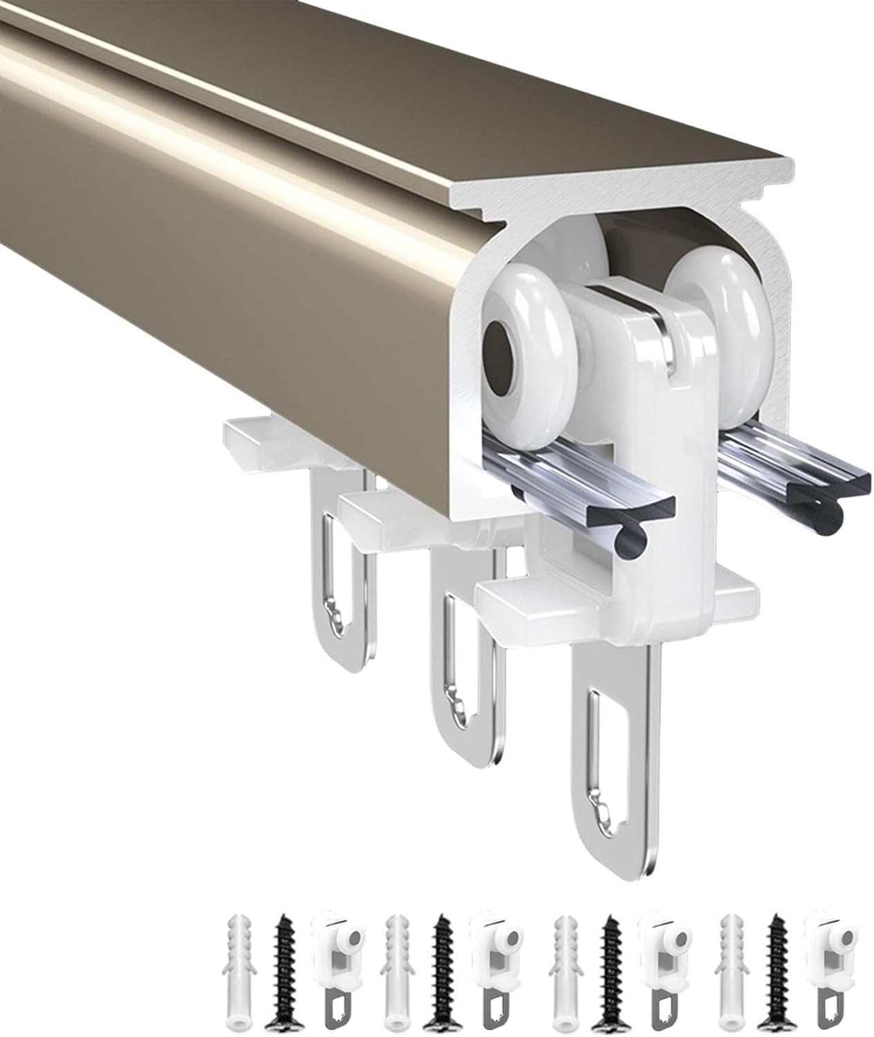 4-20ft Curtain Track, for Room Divider, Shower Curtain, Bay Window, RV Curtain Track Black and White(Gold,122cm/4ft)