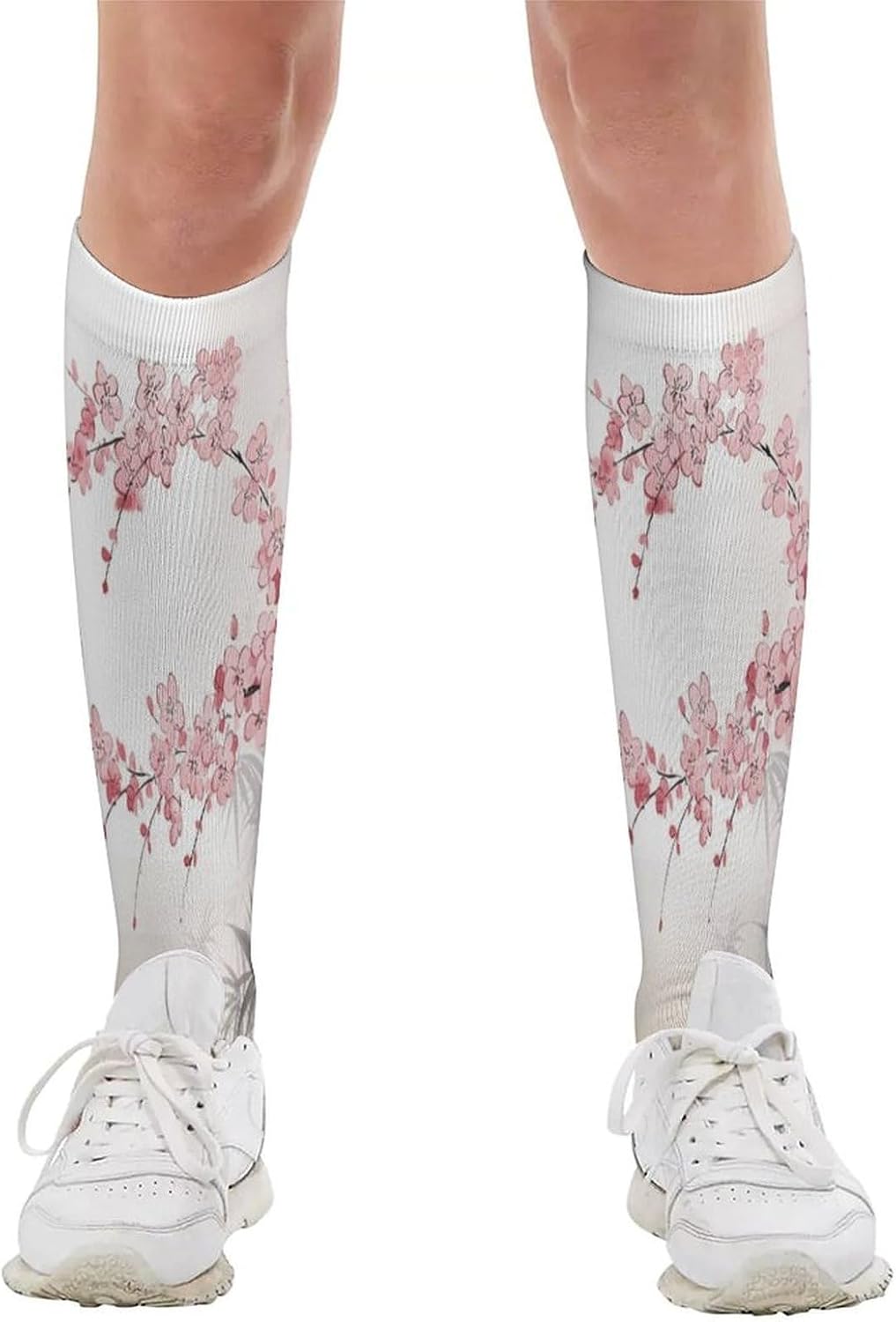 Bamboo Cherry Blossom Zen Crew Socks Calf Socks Athletic Crew Sock
