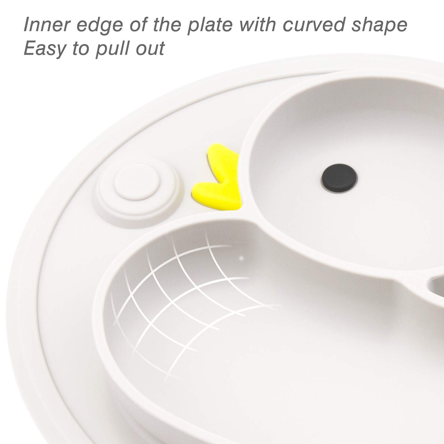 Baby Plate Silicone Toddler Plates Suction Placemat Divided Dishes for Kids and Infants One-Piece Strong Suction, BPA Free, Microwave Dishwasher Safe (Grey)