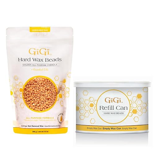 GiGi Golden Honee - Cuentas de cera dura multiusos y lata de repuesto, 14 onzas