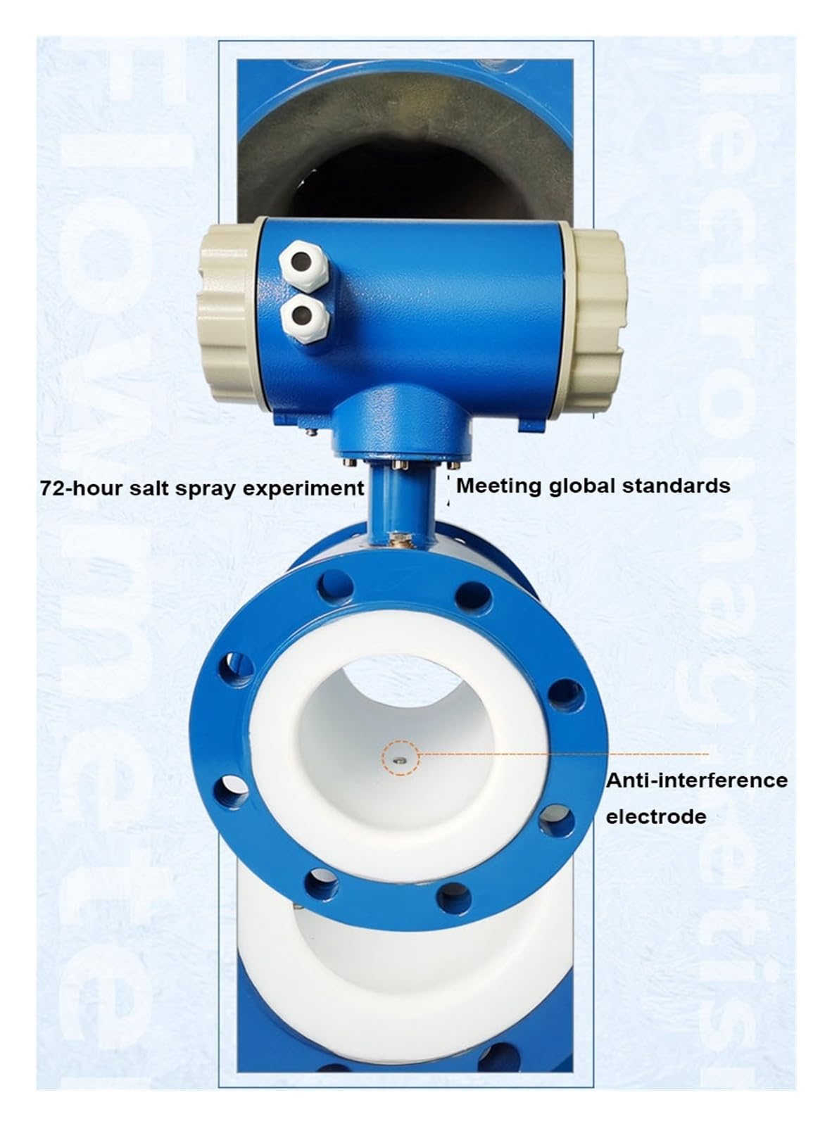 Caudalímetro electromagnético con pantalla digital for tuberías de agua líquida y aguas residuales, 4-20 mA RS485 Lecturas precisas(DN50)