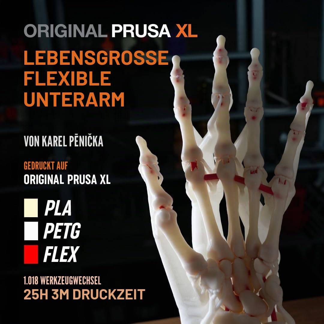 ORIGINAL PRUSA XL zusammengebaut | 5 Druckköpfe | CoreXY 3D-Drucker | 36×36×36 cm Druckvolumen | Inkl. satiniertes Blech & 1 kg Schwarze Prusament PLA Spule