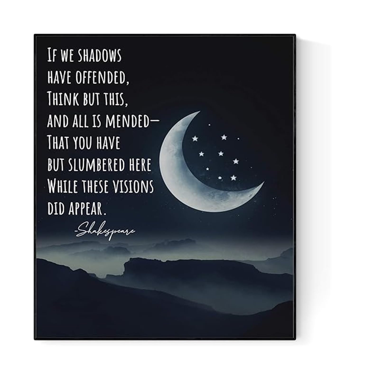 BIRXPMOS If We Shadows Have Offended Quote Art Print William Shakespeare A Midsummer Night's Dream Literary Wall Decor Home Office(Framed,12x18inch(30x45cm))