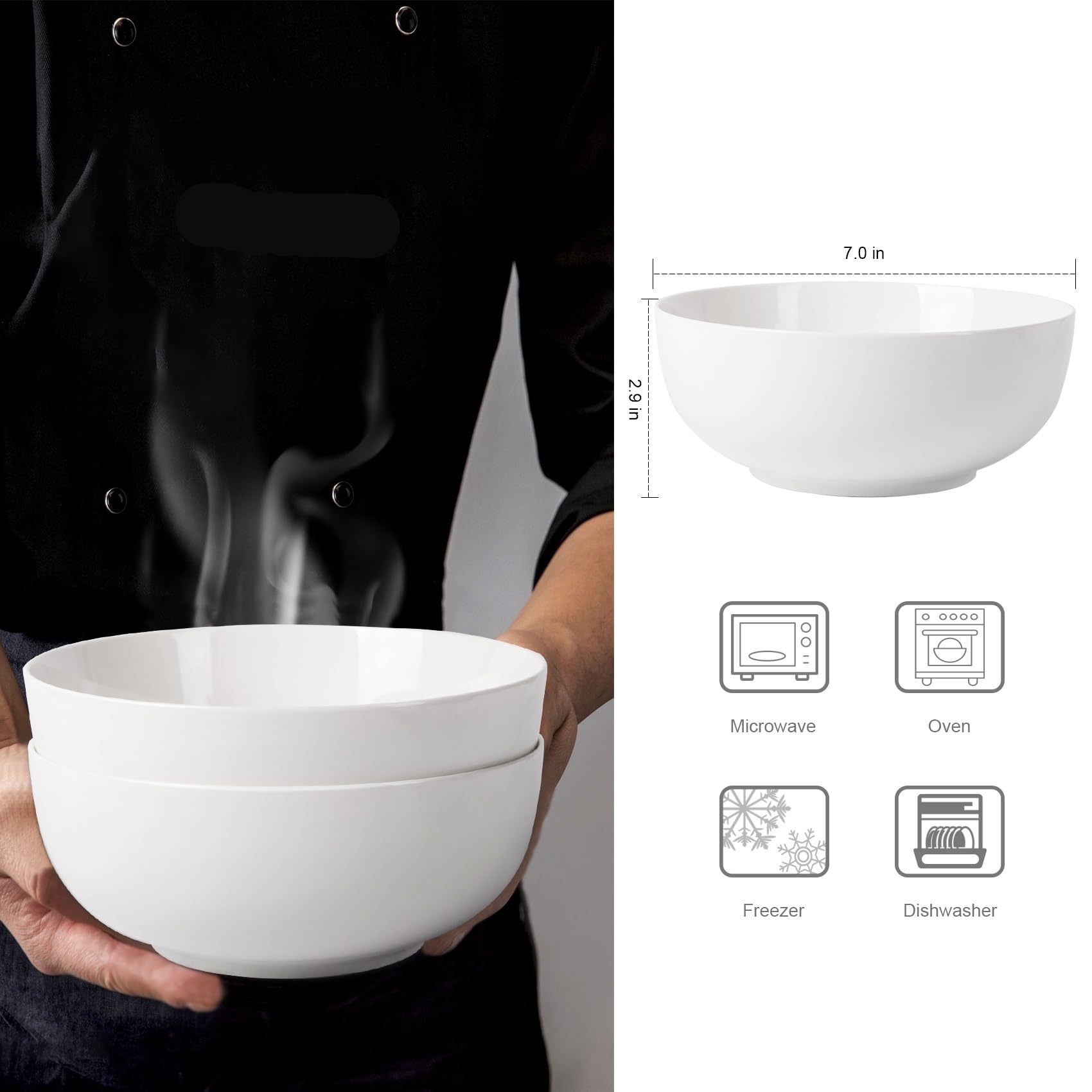 Coppe Gelato Set di 3 Ciotole for Gelato in Porcellana, Ciotole in Ceramica for Cereali, zuppa, Insalata, Pasta, Preparazione, Riso, Gelato, microonde per Dessert