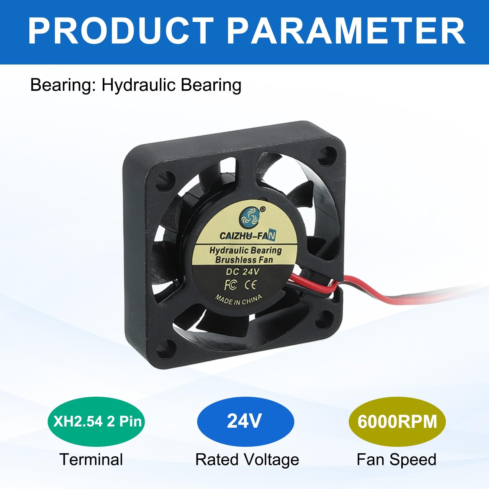 QUARKZMAN 2 szt. Wentylator zimny, osłabienie drukarki 3D 4010, 24 V 6000 obr./min, 40 x 40 x 10 mm, łożysko hydrauliczne XH2.54, zimno, osłabienie za pomocą kabla 30 cm, 2-pinowy terminal