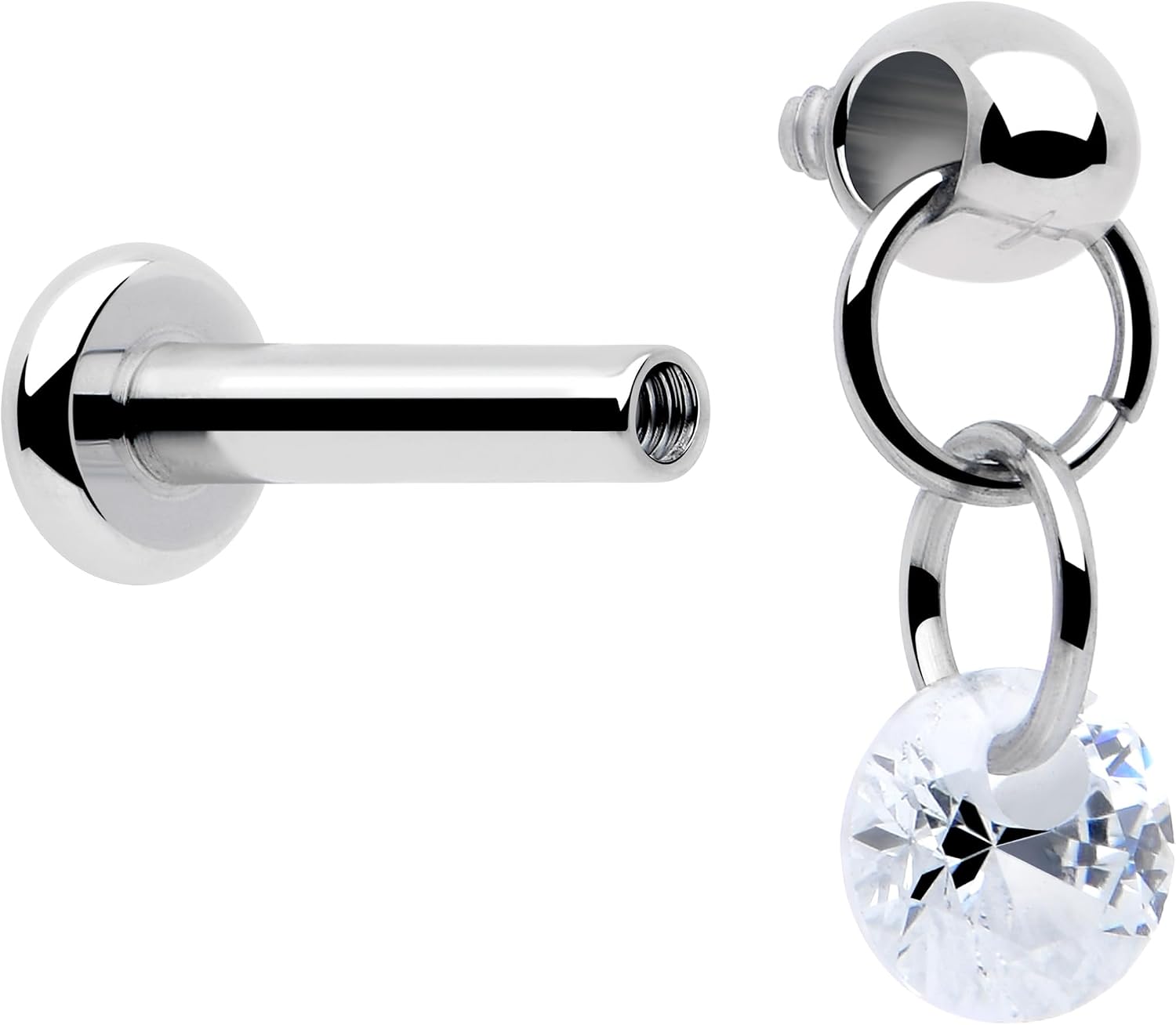 Body Candy 16G Implant Grade Titanium Internally Threaded Dangle Labret Monroe Cartilage
