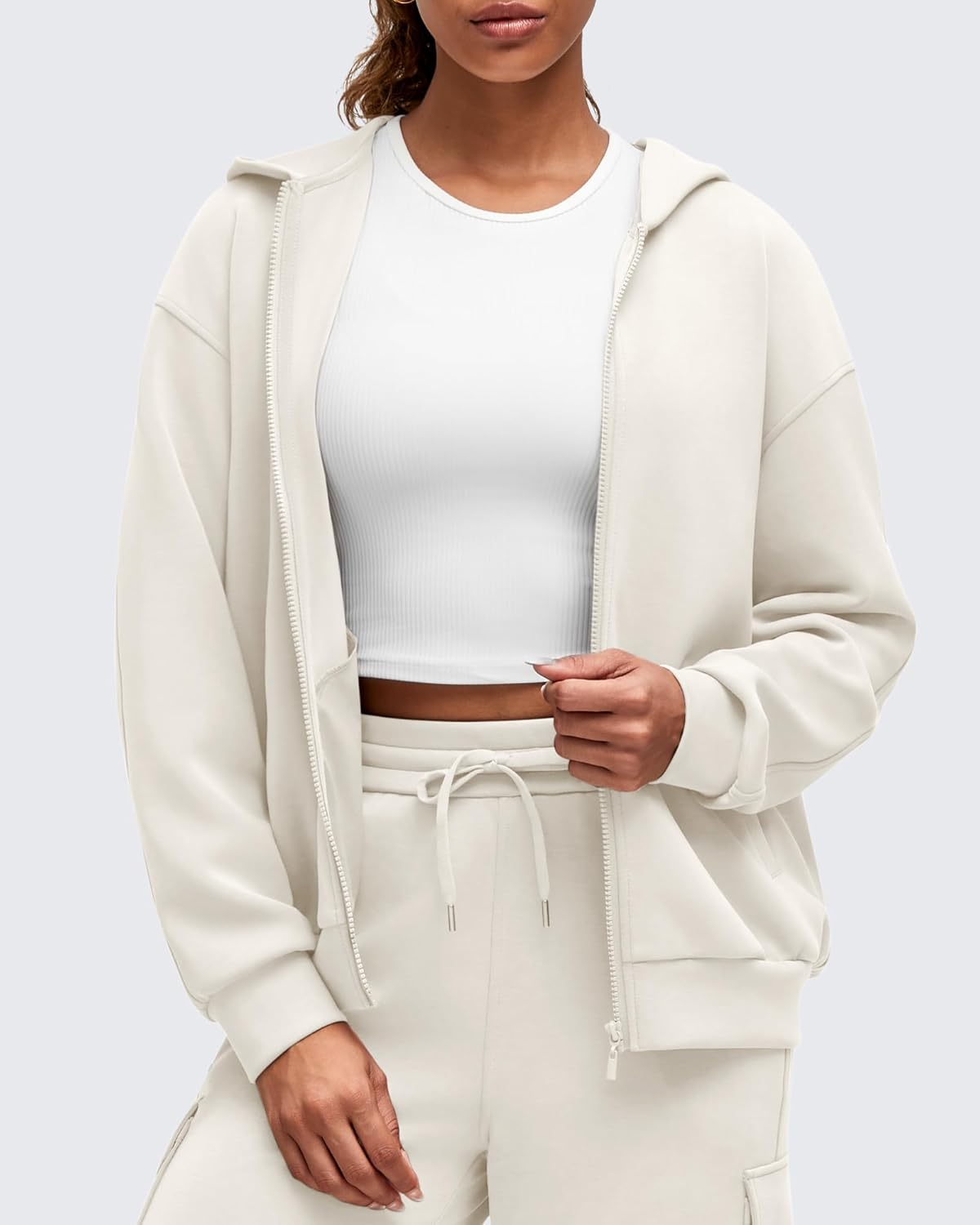 G4Free Smoofit Modal Soft Women's Full Zip Jackets Loose Fit Casual Hoodies Long Sleeve Tops with Pockets - Image 2