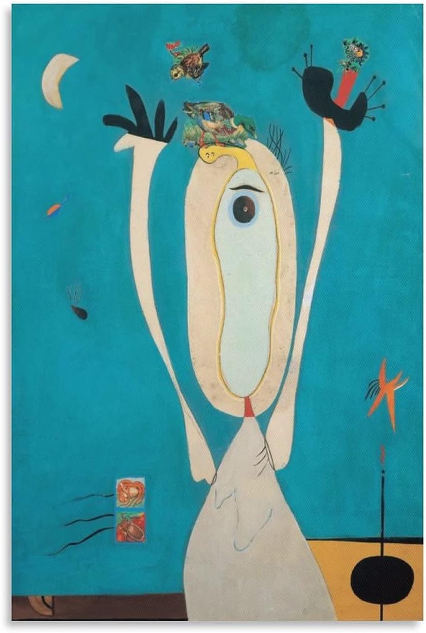 QSDTGHUIKP Joan Miro Metamorphosis 40x60cm Frameless Surrealism Abstract Canvas Wall Print
