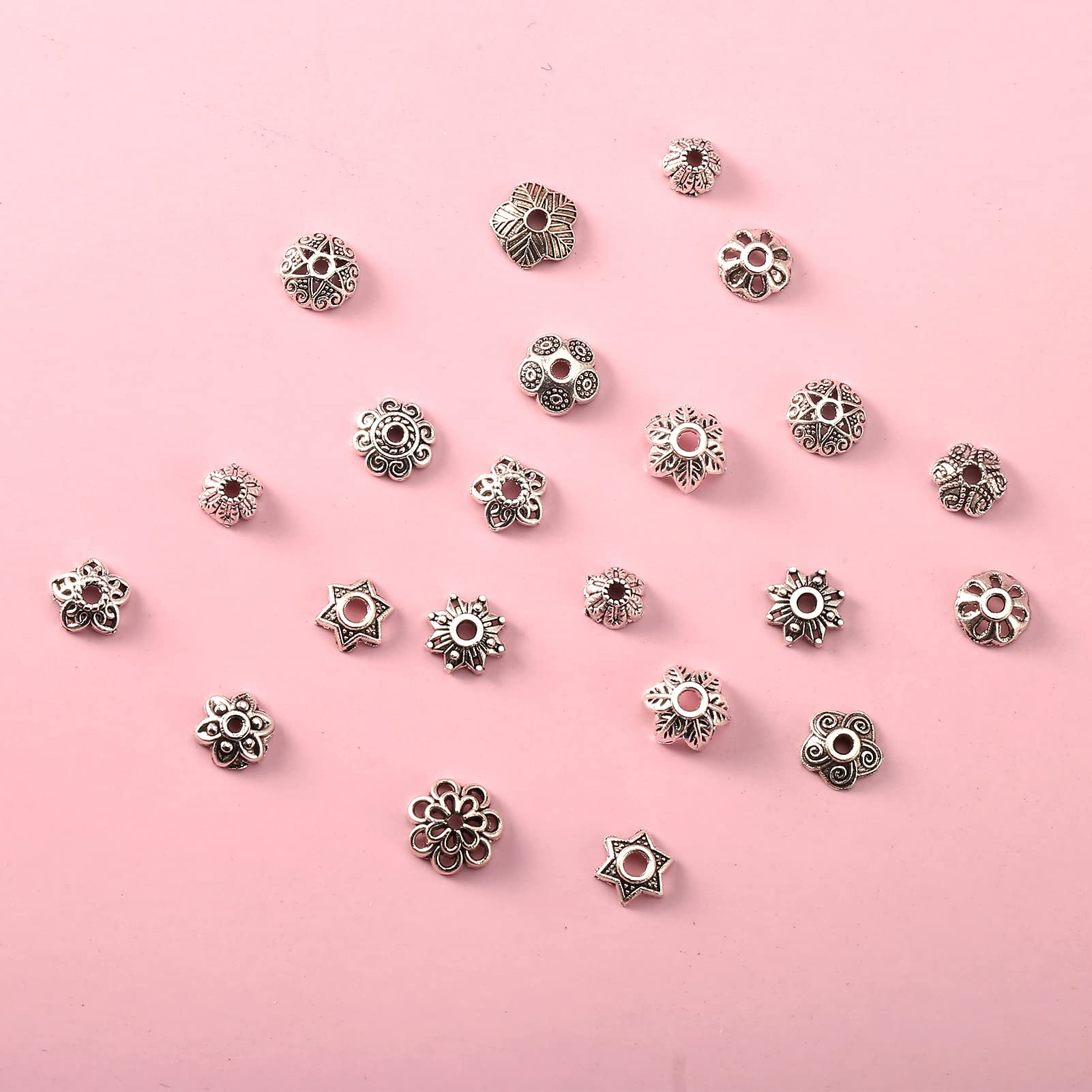 SUPERFINDINGS 100PCS 2 Colori 10x7mm Stile Tibetano Cono di Perline Lega di Perline Tappi Terminali Perline Distanziatori Antichi Tappi Cono per Creazione di Gioielli Fai da Te, Foro: 2 mm