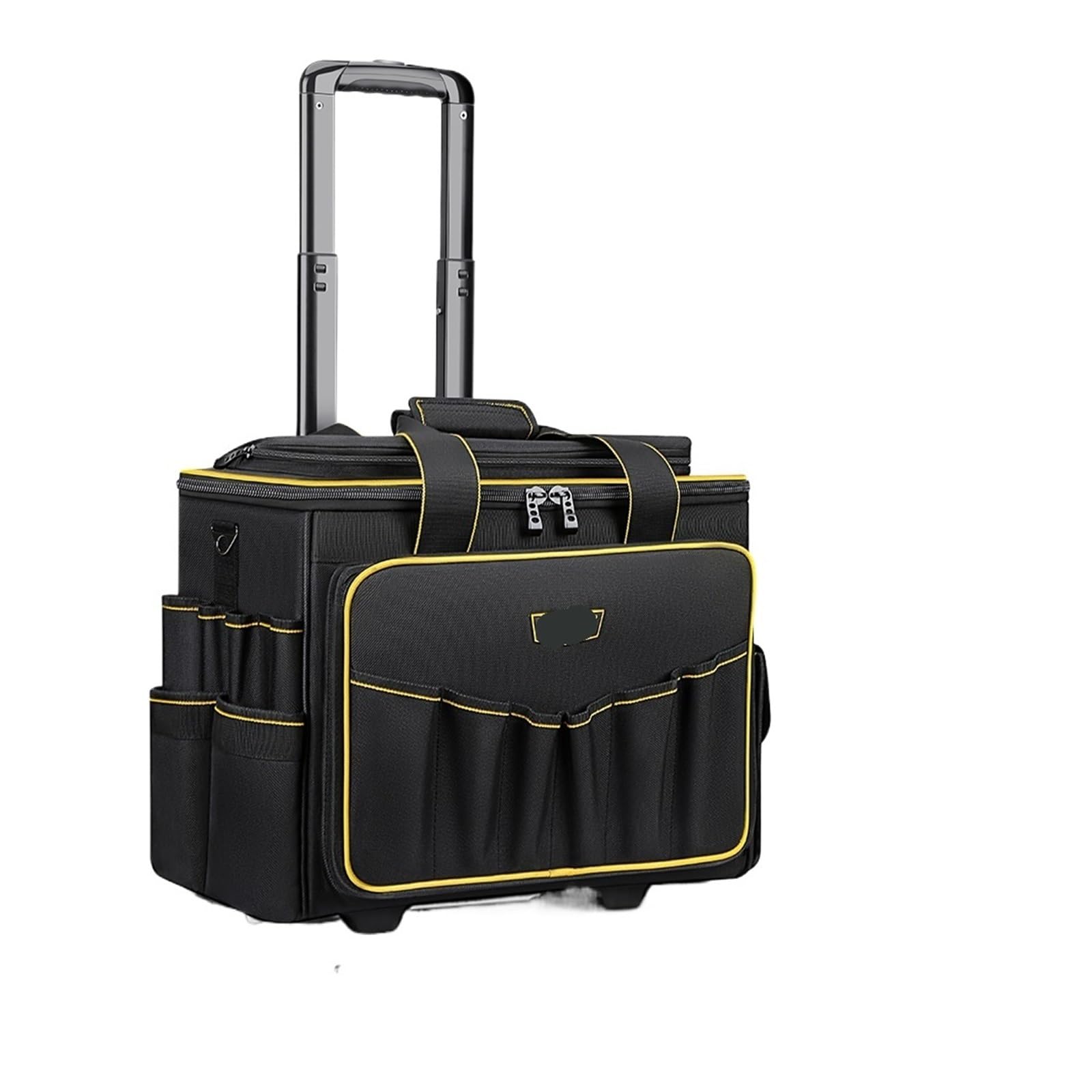 Rolling Tool Bag With Telescoping Rubber Handle And Heavy-Duty Wheel Water-Resistant Construction Rolling Bag Black