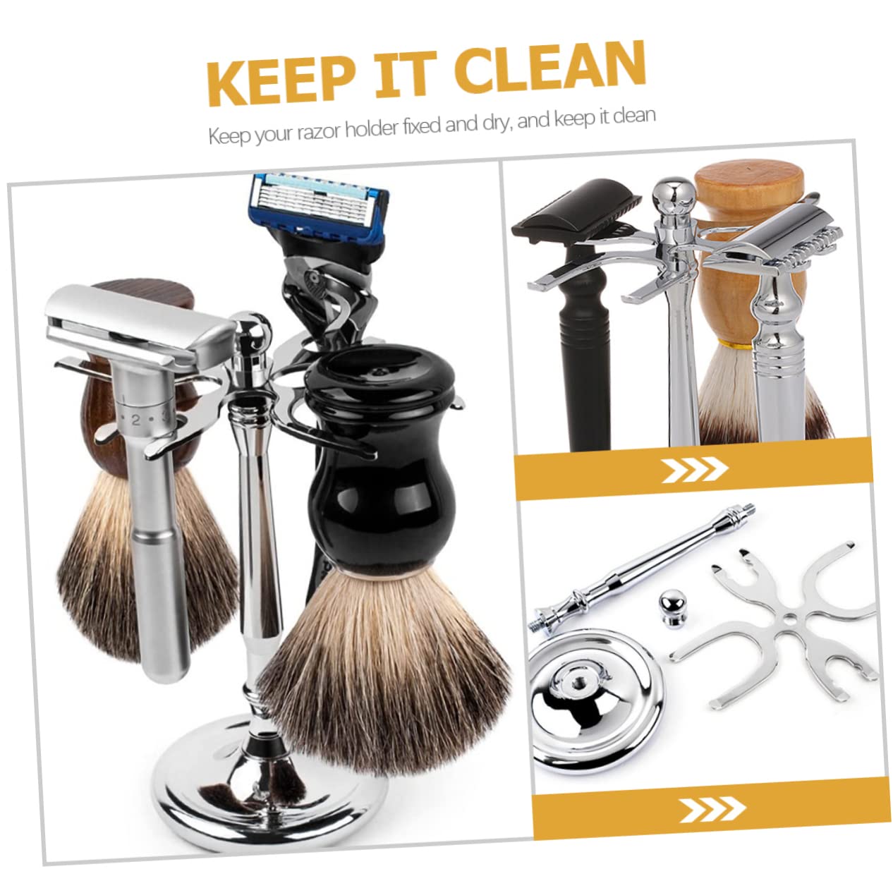 minkissy Barber Shaver Men's Razor Brush Holder Bathroom Razor Stand Durable Storage Rack Nonslip Base