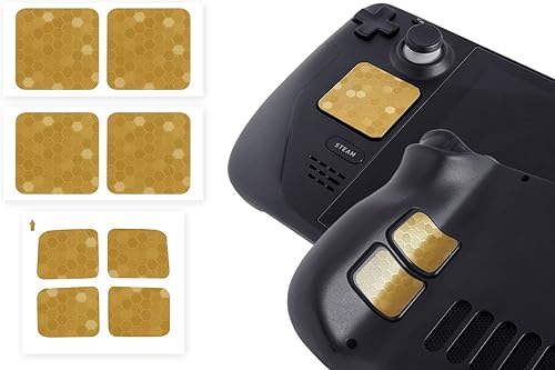 Protector táctil compatible con Steam Deck Touch Trackpad (protector de trackpads + protector de 4 teclas, hexagonal de panal - dorado)