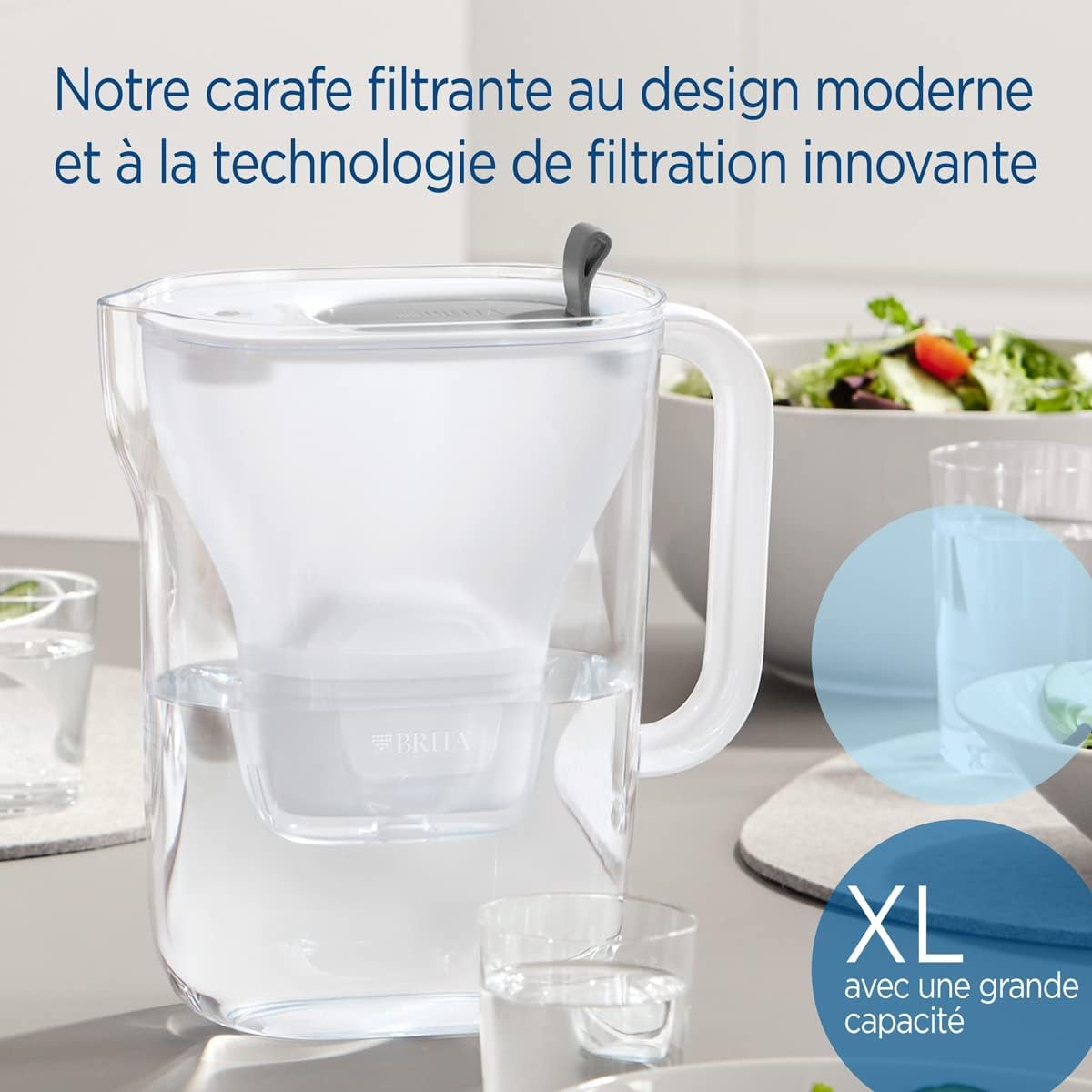 BRITA Style XL Dzbanek z filtrem do wody szary (3,6 l) w zestawie 1 x wkład MAXTRA PRO All-in-1 - dzbanek o dużej pojemności z inteligentnym LED-LTI i klapką - teraz w zrównoważonym opakowaniu Smart