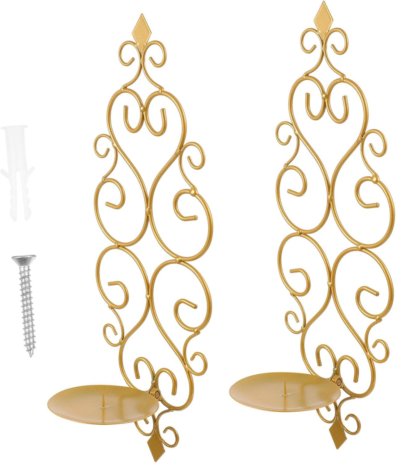 2Pcs Wall Mounted Tealight Sconces Candle Holders Decorative Gold Candle Display for Living Bedroom Kitchen and Garden Decor