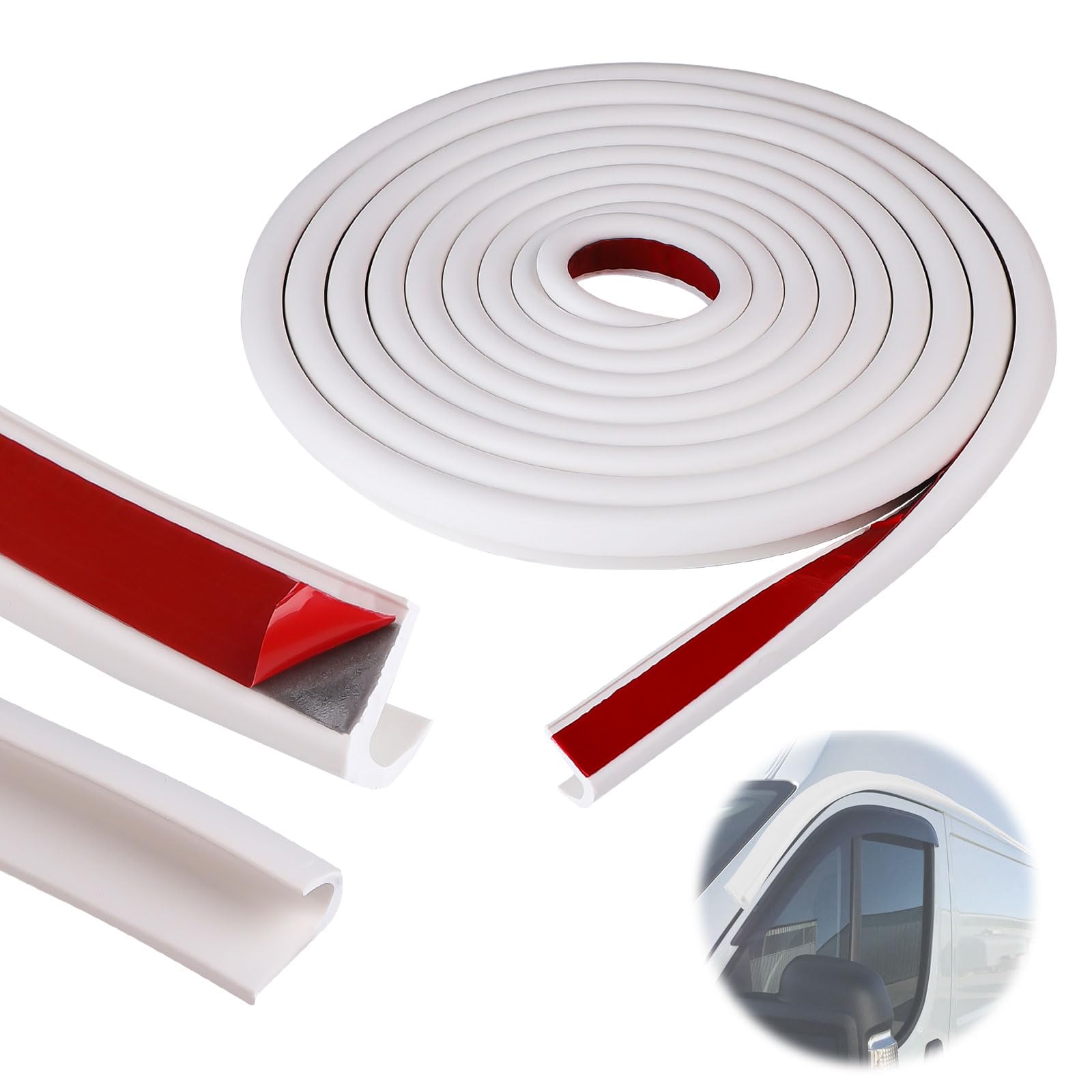 DBREAKS Grondaie per Camper, 5M Grondaie in gomma, Striscia in Gomma in PVC, Deviatore per Tetto Pioggia, per Veicoli, Camion, Barche, Auto, Furgoni, Porte