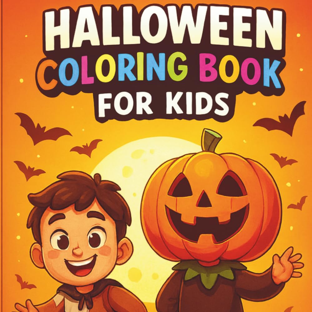 Halloween Coloring Book for Kids: Kawaii Bold and Easy Coloring Pages for Toddlers and Kids.