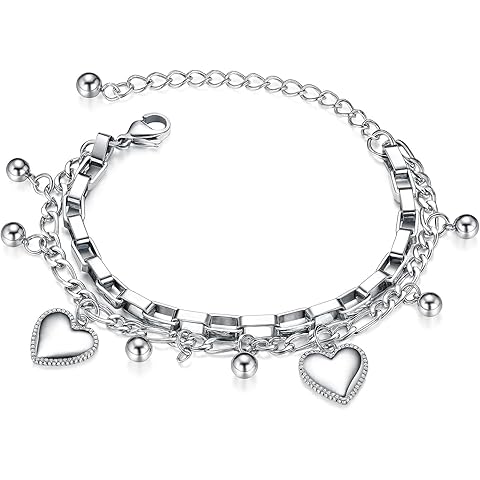 Elegant Gold-Tone Heart Charm Bracelet