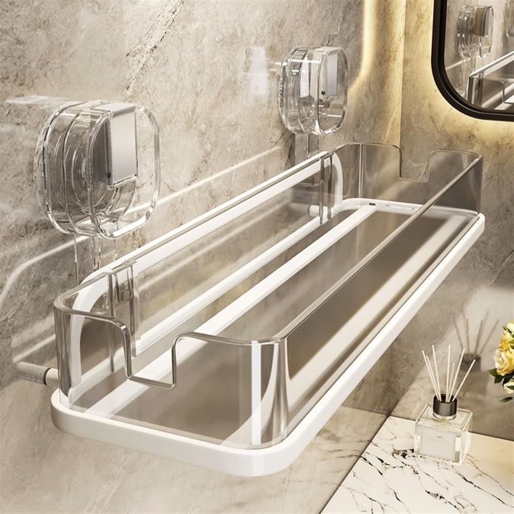 Mensole Bagno Mensola for doccia da bagno, organizer angolare in alluminio senza foratura con 2 ganci mobili, mensola angolare triangolare adesiva for doccia Portasapone Doccia(Nero)