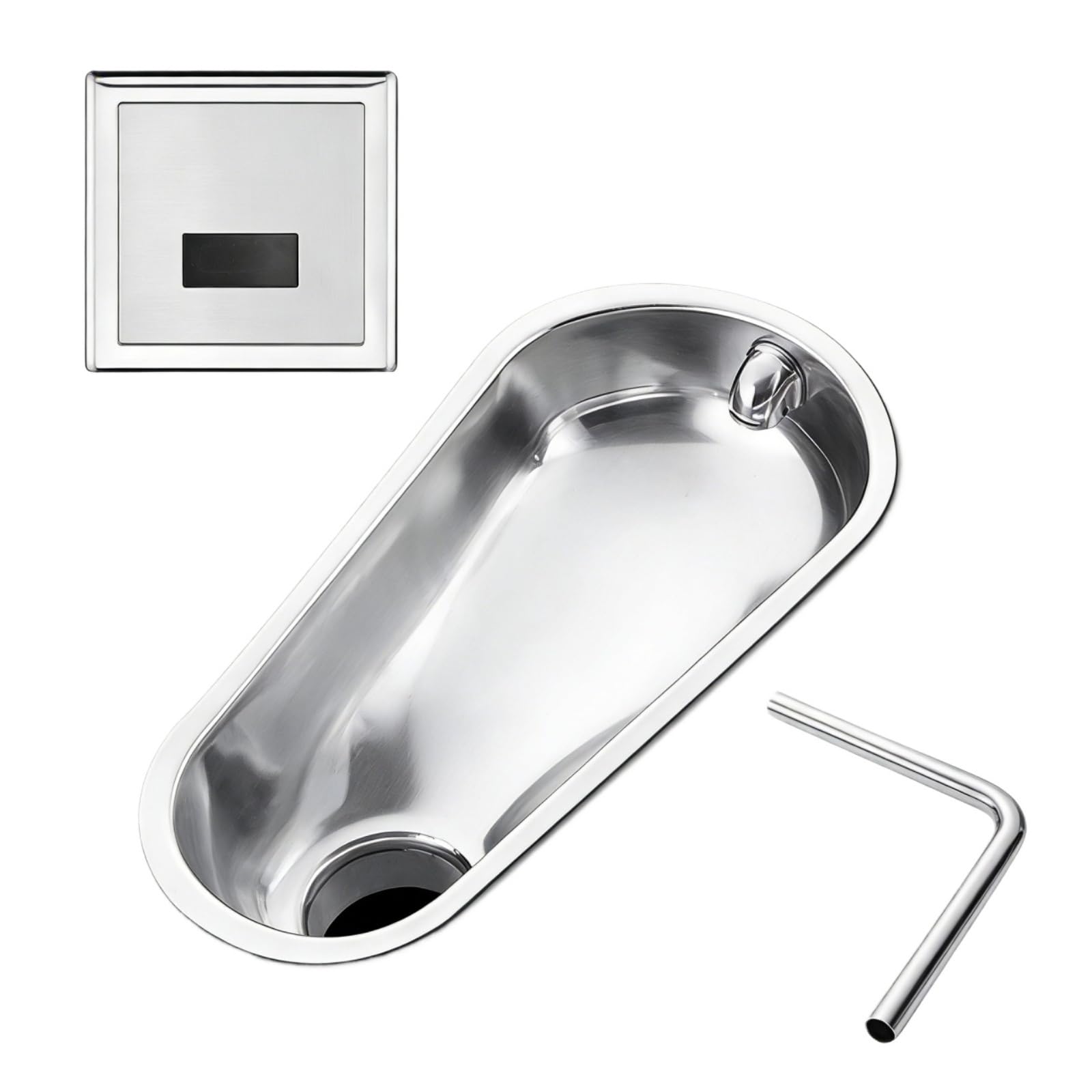 Inodoro Cuclillas Acero Inoxidable 304, Salida 10cm, Soldadura Sin Costuras, Ahorro Espacio, para Baño Pequeño Apartamento Bar KTV