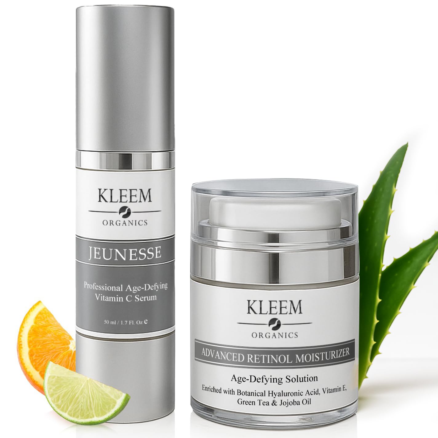 Set Anti-Aging per il Viso: Siero alla Vitamina C e Crema al Retinolo – Confezione Regalo Biologica per Donna per Ridurre Rughe, Macchie Scure, Incarnato Non Uniforme e Promuovere una Pelle Giovane