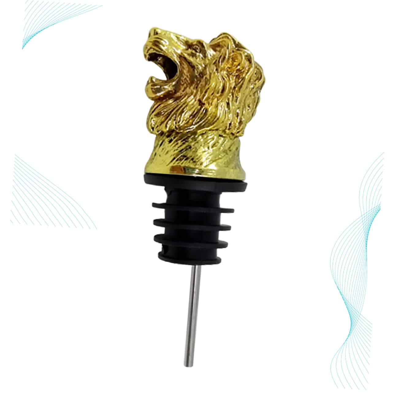OFFSCH Alloy Wine Stoppers Lion Head Shape Bottle Caps Creative Wine Spout Party Fun