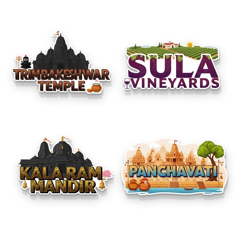 Image of Nashik Set og 4 Fridge Magnets, Glossy Finish, Stylish Magnet for Fridge, Wardrobe & Metal Surfaces
