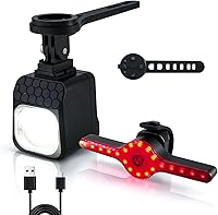 Vista 1 de Masdio Luces de bicicleta delanteras y traseras, luces de bicicleta para conducción nocturna, control remoto, haz de 984.3 ft y luz trasera