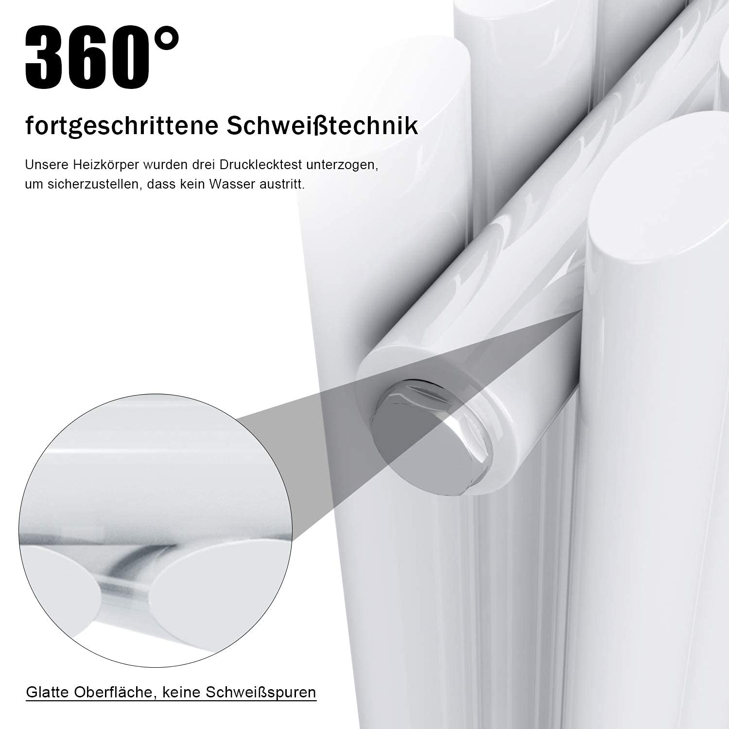 ELEGANT Radiador moderno blanco 600 x 767 mm con termostato multibloque blanco, radiador horizontal de doble capa, conexión central