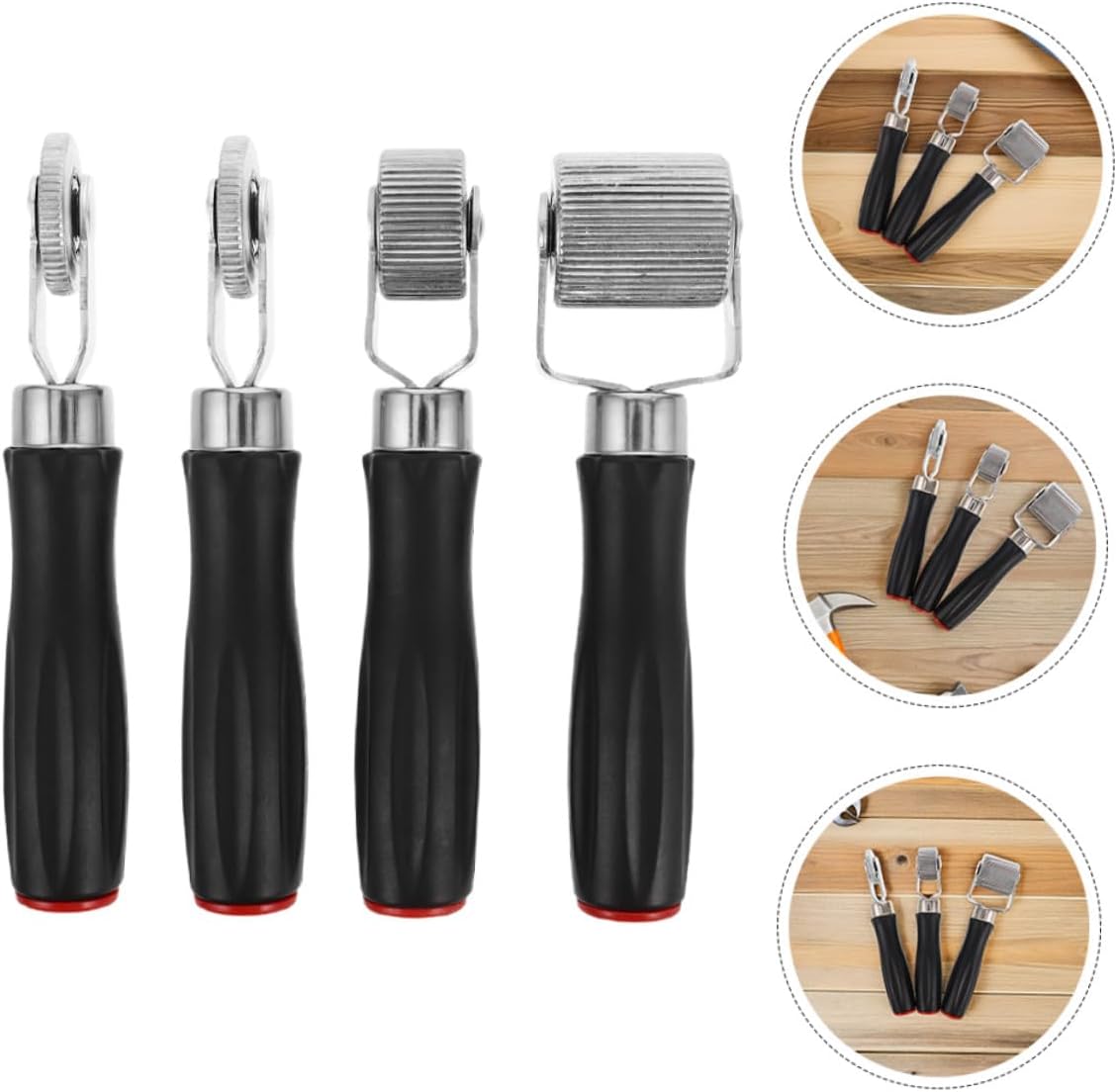 4pcs Automotive Tire Repair Tools Patch Compaction Wheel with Plastic Handle for Reliable Grip Easy Tire Buffing and Stitching Repair Emergency Use