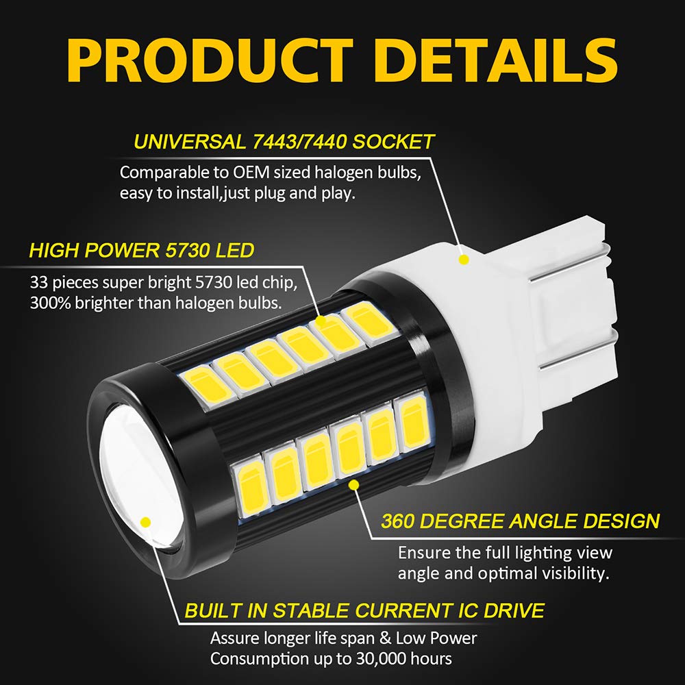 Super Bright Reverse Lights 2X AUXITO 7443 7440 LED Back Up Reverse ...