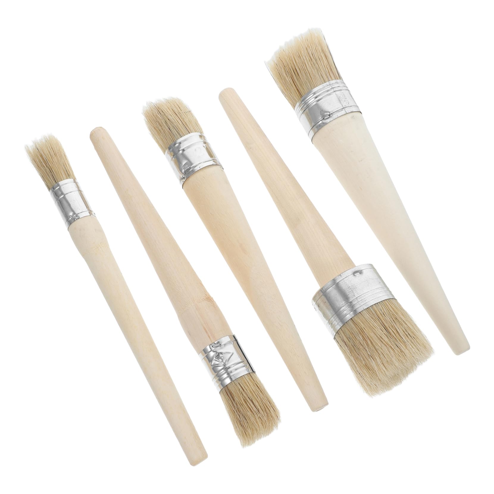 Hemobllo Set di 5 Pennelli Rotondi per Pittura Manico in Legno e Setole, per Progetti DIY e Finiture su Mobili