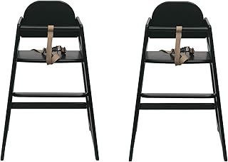 Safetots Two Pack of Simply Stackable Wooden High Chairs, Black, Highchairs for Baby and Toddler, Stylish and Practical, Baby Highchairs for Your Home or Space Saving High Chairs for Restaurant