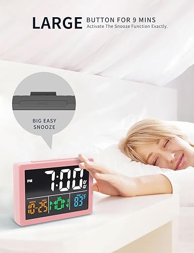 Miniatura 3 de Reloj despertador digital, con pantalla LED grande de 5.5 pulgadas, volumen de alarma ajustable, 6 niveles de brillo, ajustes de alarma, cargador
