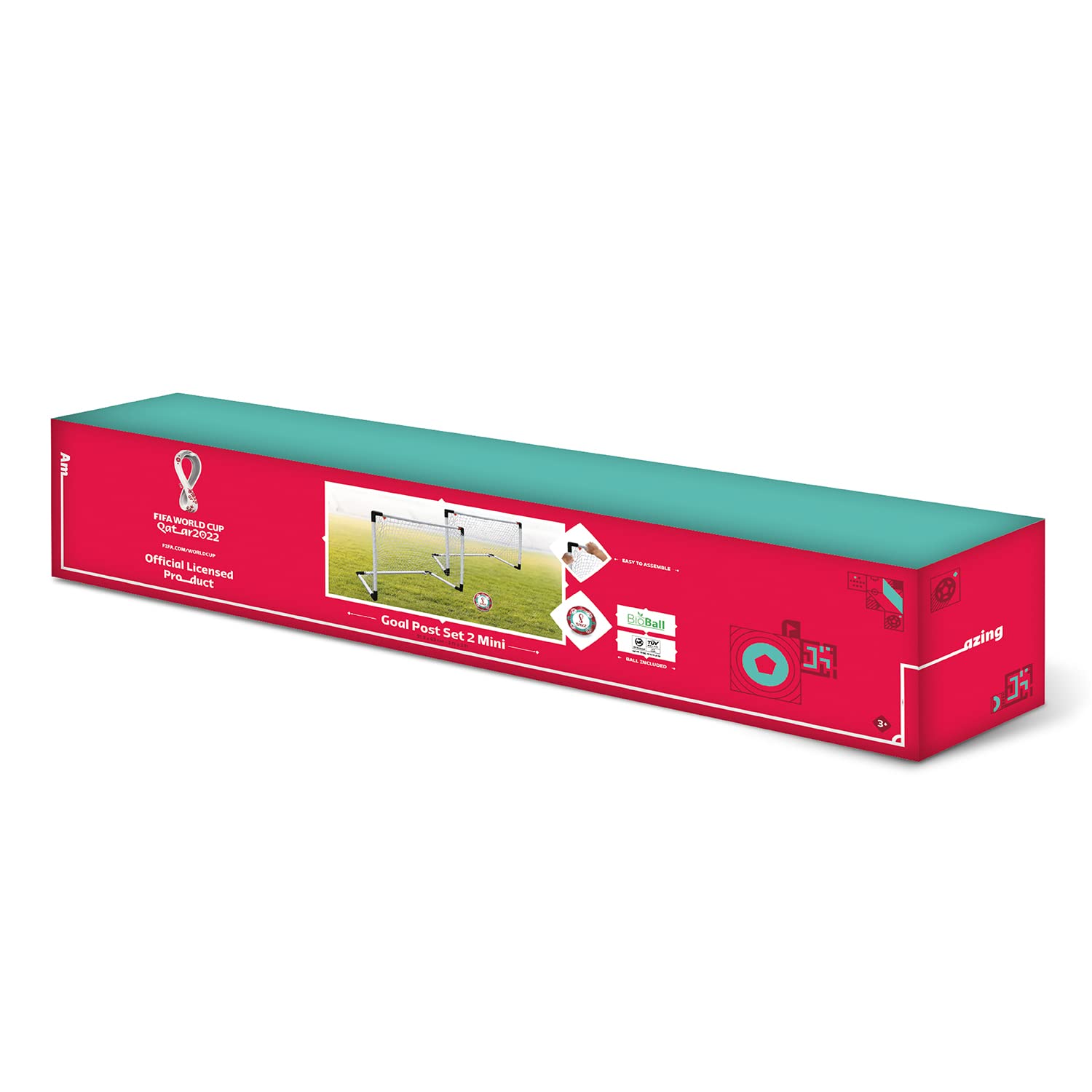 Mondo- Goal Post Mini Set 2 Juguetes Porterías de Fútbol para Niños con Net-Ball FIFA World Cup Qatar 2022 INCLUIDO-28677, Color Blanco, 28677